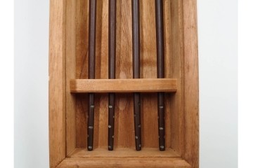 在銘　亀文堂正平造の青銅霊芝頭火箸と明珍宗之作火箸のセット　共箱付き　(R-084908)