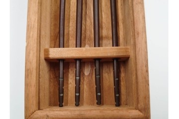 在銘　亀文堂正平造の青銅霊芝頭火箸と明珍宗之作火箸のセット　共箱付き　(R-084908)