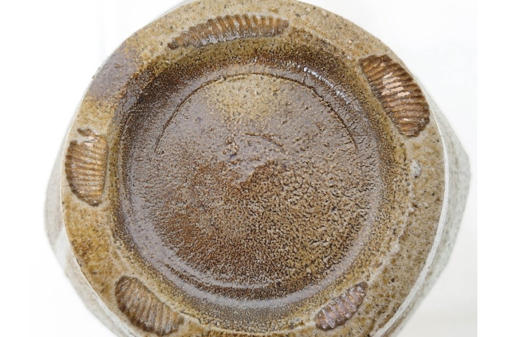 人間国宝　濱田庄司(浜田庄司)　塩釉絵刷毛目　高さ約30cmの益子焼花瓶　共箱付き　(R-084910)