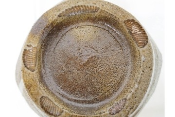 人間国宝　濱田庄司(浜田庄司)　塩釉絵刷毛目　高さ約30cmの益子焼花瓶　共箱付き　(R-084910)