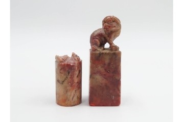 木彫・彫刻・篆刻　石材製と木製の古印材まとめて22点セット　(R-084911)