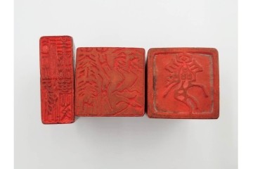 木彫・彫刻・篆刻　石材製と木製の古印材まとめて22点セット　(R-084911)