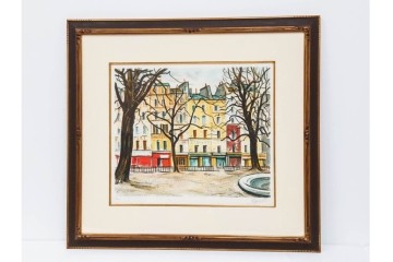 真作　荻須高徳　「インノサン広場」　77/185　リトグラフ　(R-084917)