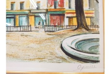 真作　荻須高徳　「インノサン広場」　77/185　リトグラフ　(R-084917)