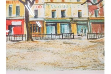 真作　荻須高徳　「インノサン広場」　77/185　リトグラフ　(R-084917)