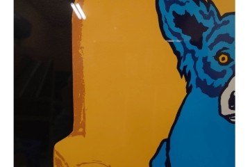 真作　直筆サイン入り　ジョージ・ロドリーゲ(George Rodrigue)　ブルードッグ　「A MAN&HIS DOG」　28/90　シルクスクリーン　(R-084919)