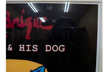 真作　直筆サイン入り　ジョージ・ロドリーゲ(George Rodrigue)　ブルードッグ　「A MAN&HIS DOG」　28/90　シルクスクリーン　(R-084919)