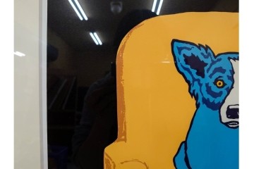 真作　直筆サイン入り　ジョージ・ロドリーゲ(George Rodrigue)　ブルードッグ　「A MAN&HIS DOG」　28/90　シルクスクリーン　(R-084919)