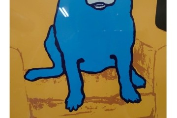 真作　直筆サイン入り　ジョージ・ロドリーゲ(George Rodrigue)　ブルードッグ　「A MAN&HIS DOG」　28/90　シルクスクリーン　(R-084919)