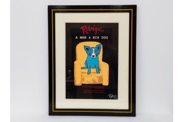 真作　直筆サイン入り　ジョージ・ロドリーゲ(George Rodrigue)　ブルードッグ　「A MAN&HIS DOG」　28/90　シルクスクリーン　(R-084919)