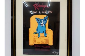 真作　直筆サイン入り　ジョージ・ロドリーゲ(George Rodrigue)　ブルードッグ　「A MAN&HIS DOG」　28/90　シルクスクリーン　(R-084919)