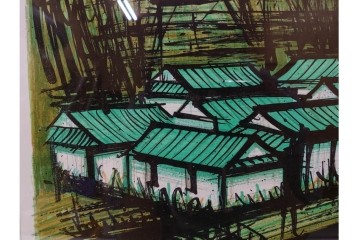 真作　版上サイン入り　1980年　ベルナール・ビュッフェ(ビュフェ)　Bernard Buffet　「富士山」　力強い線描と鮮やかな色彩のリトグラフポスター　(R-084920)