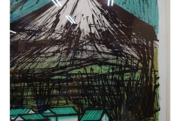 真作　版上サイン入り　1980年　ベルナール・ビュッフェ(ビュフェ)　Bernard Buffet　「富士山」　力強い線描と鮮やかな色彩のリトグラフポスター　(R-084920)