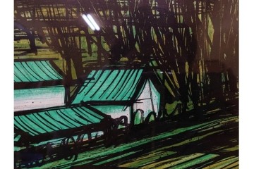 真作　版上サイン入り　1980年　ベルナール・ビュッフェ(ビュフェ)　Bernard Buffet　「富士山」　力強い線描と鮮やかな色彩のリトグラフポスター　(R-084920)