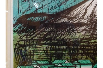 真作　版上サイン入り　1980年　ベルナール・ビュッフェ(ビュフェ)　Bernard Buffet　「富士山」　力強い線描と鮮やかな色彩のリトグラフポスター　(R-084920)