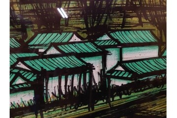 真作　版上サイン入り　1980年　ベルナール・ビュッフェ(ビュフェ)　Bernard Buffet　「富士山」　力強い線描と鮮やかな色彩のリトグラフポスター　(R-084920)