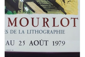 真作　版上サイン入り　1979年　ベルナール・ビュッフェ(ビュフェ)　Bernard Buffet　「ラ・ボール海岸」　海辺の風景を鋭いタッチで描き出したリトグラフポスター　外箱付き　(R-084921)