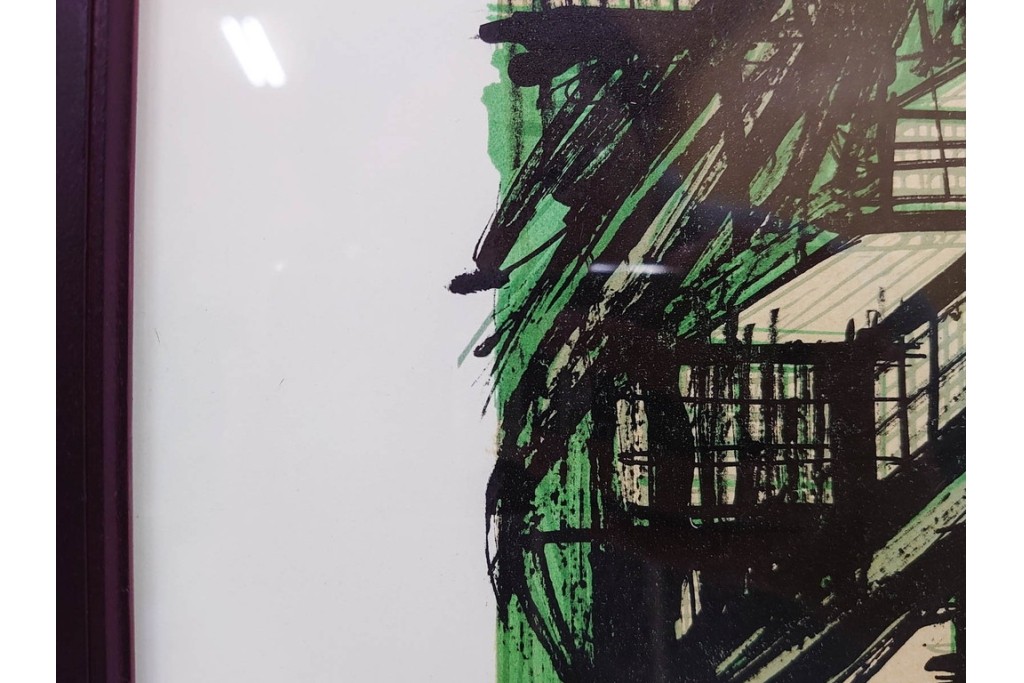 真作　版上サイン入り　1979年　ベルナール・ビュッフェ(ビュフェ)　Bernard Buffet　「ラ・ボール海岸」　海辺の風景を鋭いタッチで描き出したリトグラフポスター　外箱付き　(R-084921)