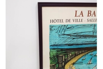 真作　版上サイン入り　1979年　ベルナール・ビュッフェ(ビュフェ)　Bernard Buffet　「ラ・ボール海岸」　海辺の風景を鋭いタッチで描き出したリトグラフポスター　外箱付き　(R-084921)