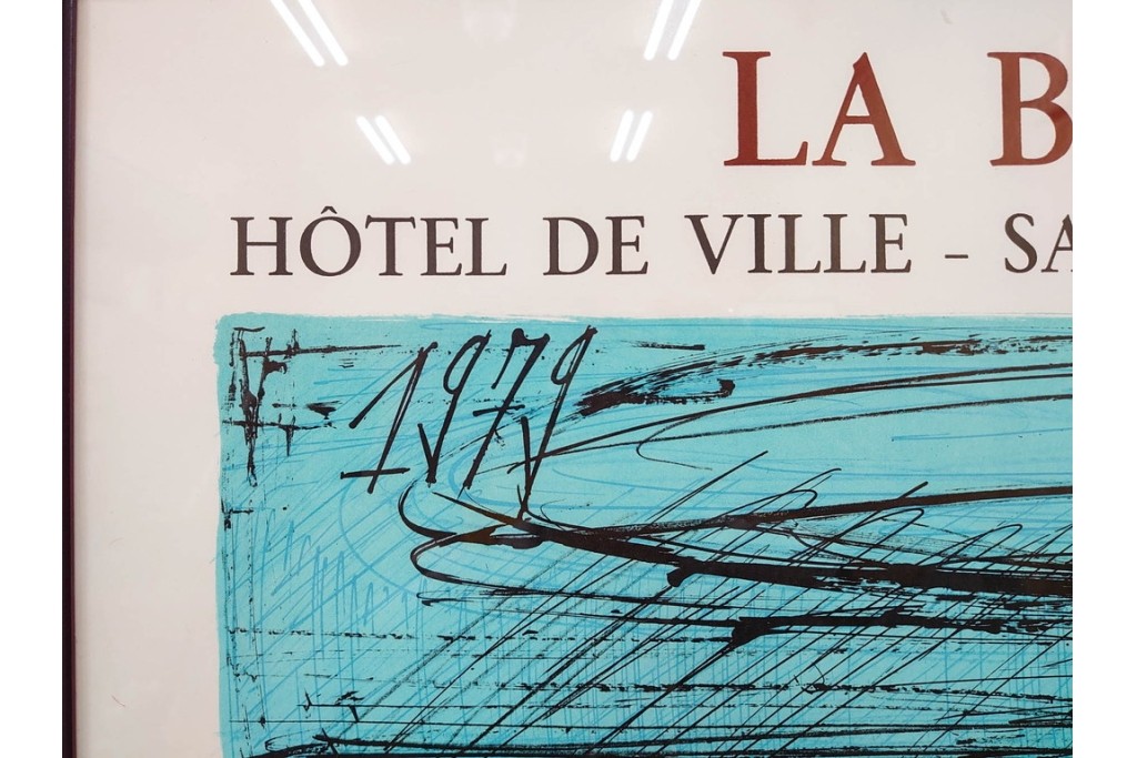 真作　版上サイン入り　1979年　ベルナール・ビュッフェ(ビュフェ)　Bernard Buffet　「ラ・ボール海岸」　海辺の風景を鋭いタッチで描き出したリトグラフポスター　外箱付き　(R-084921)