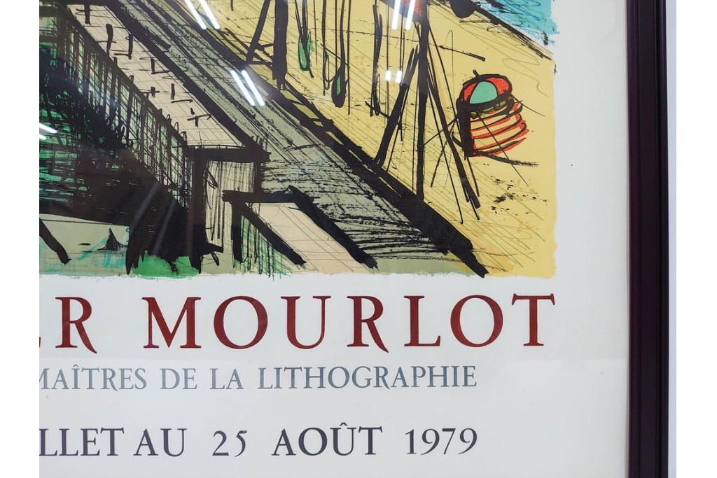 真作　版上サイン入り　1979年　ベルナール・ビュッフェ(ビュフェ)　Bernard Buffet　「ラ・ボール海岸」　海辺の風景を鋭いタッチで描き出したリトグラフポスター　外箱付き　(R-084921)