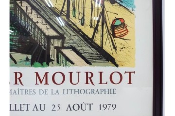 真作　版上サイン入り　1979年　ベルナール・ビュッフェ(ビュフェ)　Bernard Buffet　「ラ・ボール海岸」　海辺の風景を鋭いタッチで描き出したリトグラフポスター　外箱付き　(R-084921)