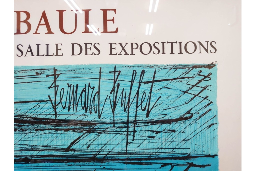 真作　版上サイン入り　1979年　ベルナール・ビュッフェ(ビュフェ)　Bernard Buffet　「ラ・ボール海岸」　海辺の風景を鋭いタッチで描き出したリトグラフポスター　外箱付き　(R-084921)