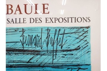 真作　版上サイン入り　1979年　ベルナール・ビュッフェ(ビュフェ)　Bernard Buffet　「ラ・ボール海岸」　海辺の風景を鋭いタッチで描き出したリトグラフポスター　外箱付き　(R-084921)