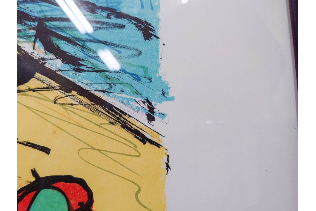 真作　版上サイン入り　1979年　ベルナール・ビュッフェ(ビュフェ)　Bernard Buffet　「ラ・ボール海岸」　海辺の風景を鋭いタッチで描き出したリトグラフポスター　外箱付き　(R-084921)