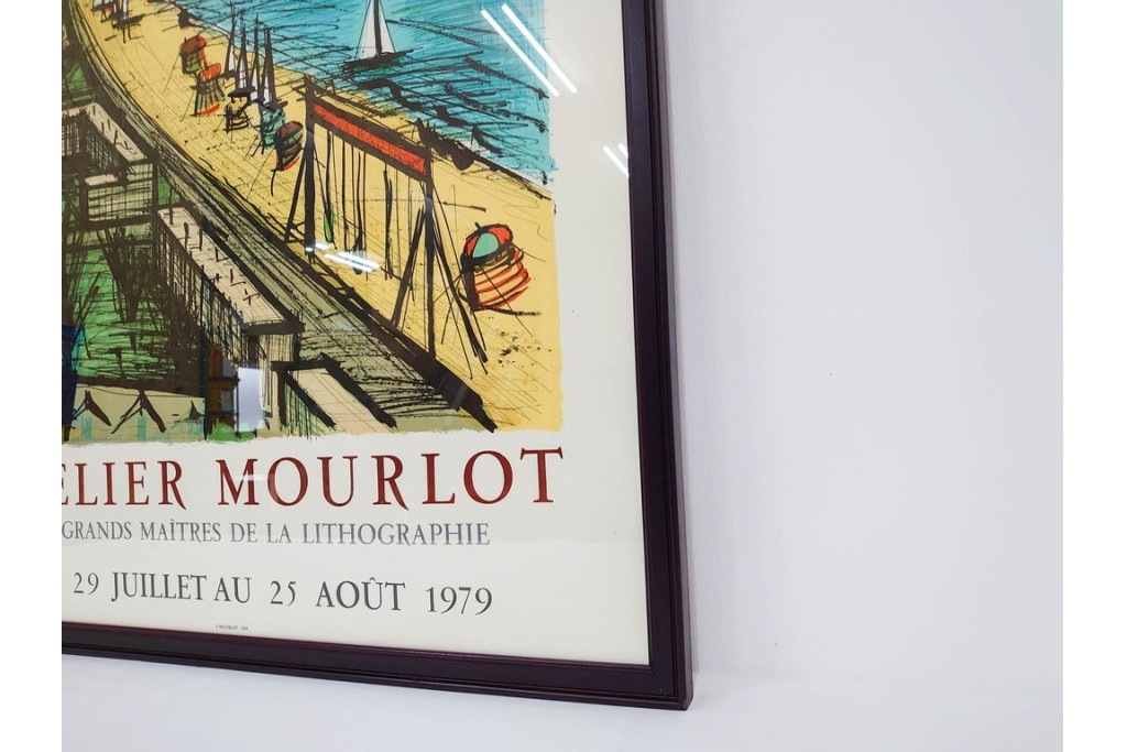 真作　版上サイン入り　1979年　ベルナール・ビュッフェ(ビュフェ)　Bernard Buffet　「ラ・ボール海岸」　海辺の風景を鋭いタッチで描き出したリトグラフポスター　外箱付き　(R-084921)