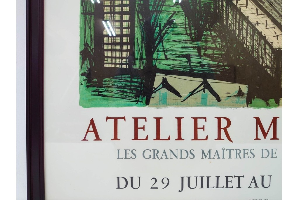 真作　版上サイン入り　1979年　ベルナール・ビュッフェ(ビュフェ)　Bernard Buffet　「ラ・ボール海岸」　海辺の風景を鋭いタッチで描き出したリトグラフポスター　外箱付き　(R-084921)