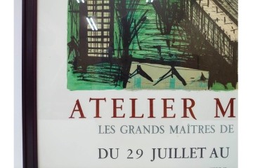 真作　版上サイン入り　1979年　ベルナール・ビュッフェ(ビュフェ)　Bernard Buffet　「ラ・ボール海岸」　海辺の風景を鋭いタッチで描き出したリトグラフポスター　外箱付き　(R-084921)