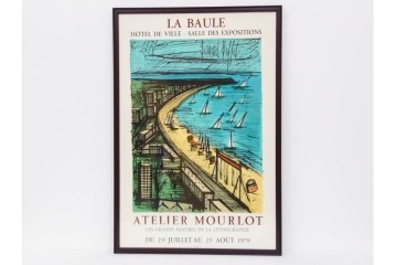 真作　版上サイン入り　1979年　ベルナール・ビュッフェ(ビュフェ)　Bernard Buffet　「ラ・ボール海岸」　海辺の風景を鋭いタッチで描き出したリトグラフポスター　外箱付き　(R-084921)