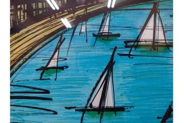 真作　版上サイン入り　1979年　ベルナール・ビュッフェ(ビュフェ)　Bernard Buffet　「ラ・ボール海岸」　海辺の風景を鋭いタッチで描き出したリトグラフポスター　外箱付き　(R-084921)