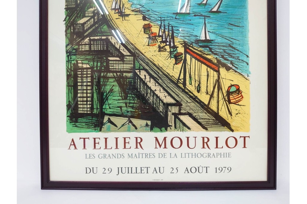 真作　版上サイン入り　1979年　ベルナール・ビュッフェ(ビュフェ)　Bernard Buffet　「ラ・ボール海岸」　海辺の風景を鋭いタッチで描き出したリトグラフポスター　外箱付き　(R-084921)