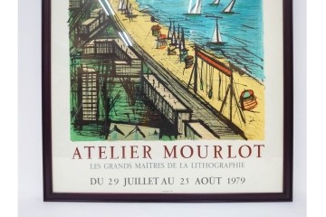 真作　版上サイン入り　1979年　ベルナール・ビュッフェ(ビュフェ)　Bernard Buffet　「ラ・ボール海岸」　海辺の風景を鋭いタッチで描き出したリトグラフポスター　外箱付き　(R-084921)