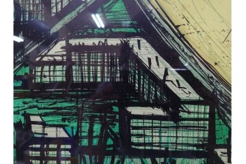 真作　版上サイン入り　1979年　ベルナール・ビュッフェ(ビュフェ)　Bernard Buffet　「ラ・ボール海岸」　海辺の風景を鋭いタッチで描き出したリトグラフポスター　外箱付き　(R-084921)