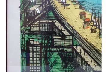 真作　版上サイン入り　1979年　ベルナール・ビュッフェ(ビュフェ)　Bernard Buffet　「ラ・ボール海岸」　海辺の風景を鋭いタッチで描き出したリトグラフポスター　外箱付き　(R-084921)