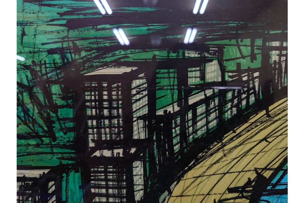 真作　版上サイン入り　1979年　ベルナール・ビュッフェ(ビュフェ)　Bernard Buffet　「ラ・ボール海岸」　海辺の風景を鋭いタッチで描き出したリトグラフポスター　外箱付き　(R-084921)