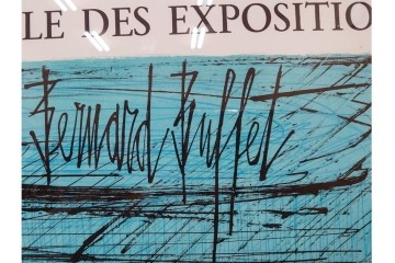 真作　版上サイン入り　1979年　ベルナール・ビュッフェ(ビュフェ)　Bernard Buffet　「ラ・ボール海岸」　海辺の風景を鋭いタッチで描き出したリトグラフポスター　外箱付き　(R-084921)