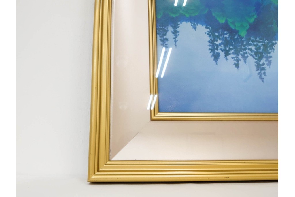 複製画　東山魁夷　限定300部のうち第98番　「山湖澄む」　額装絵画　外箱なし　(R-084922)