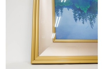 複製画　東山魁夷　限定300部のうち第98番　「山湖澄む」　額装絵画　外箱なし　(R-084922)