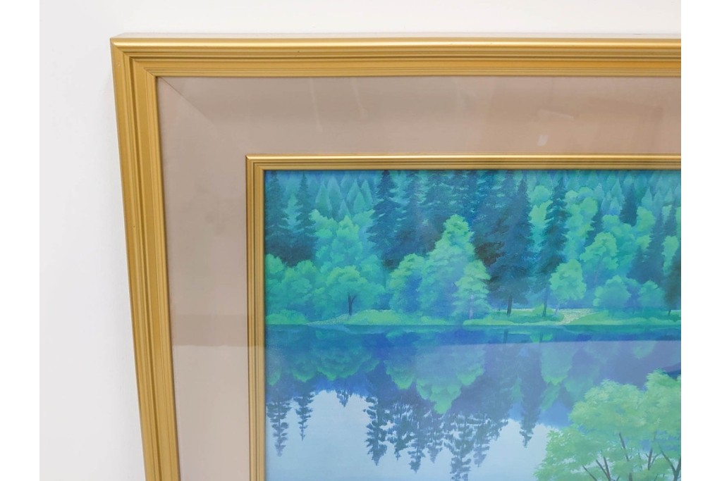 複製画　東山魁夷　限定300部のうち第98番　「山湖澄む」　額装絵画　外箱なし　(R-084922)