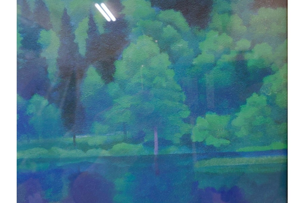 複製画　東山魁夷　限定300部のうち第98番　「山湖澄む」　額装絵画　外箱なし　(R-084922)