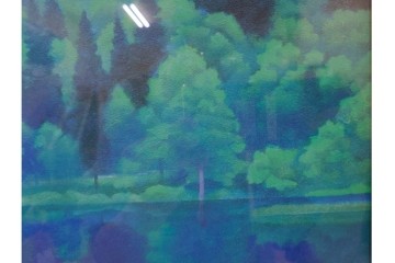 複製画　東山魁夷　限定300部のうち第98番　「山湖澄む」　額装絵画　外箱なし　(R-084922)