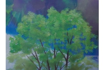 複製画　東山魁夷　限定300部のうち第98番　「山湖澄む」　額装絵画　外箱なし　(R-084922)