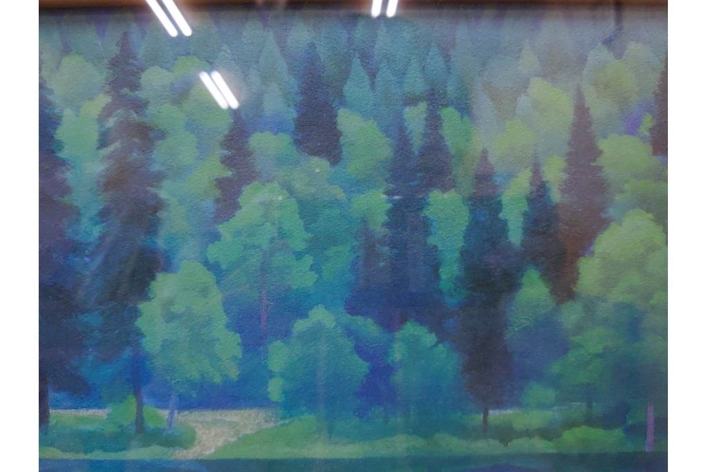 複製画　東山魁夷　限定300部のうち第98番　「山湖澄む」　額装絵画　外箱なし　(R-084922)