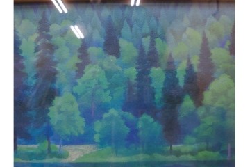 複製画　東山魁夷　限定300部のうち第98番　「山湖澄む」　額装絵画　外箱なし　(R-084922)