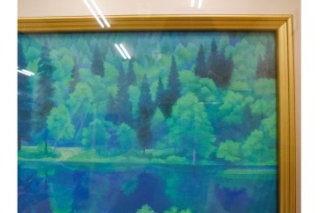 複製画　東山魁夷　限定300部のうち第98番　「山湖澄む」　額装絵画　外箱なし　(R-084922)