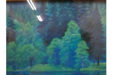 複製画　東山魁夷　限定300部のうち第98番　「山湖澄む」　額装絵画　外箱なし　(R-084922)